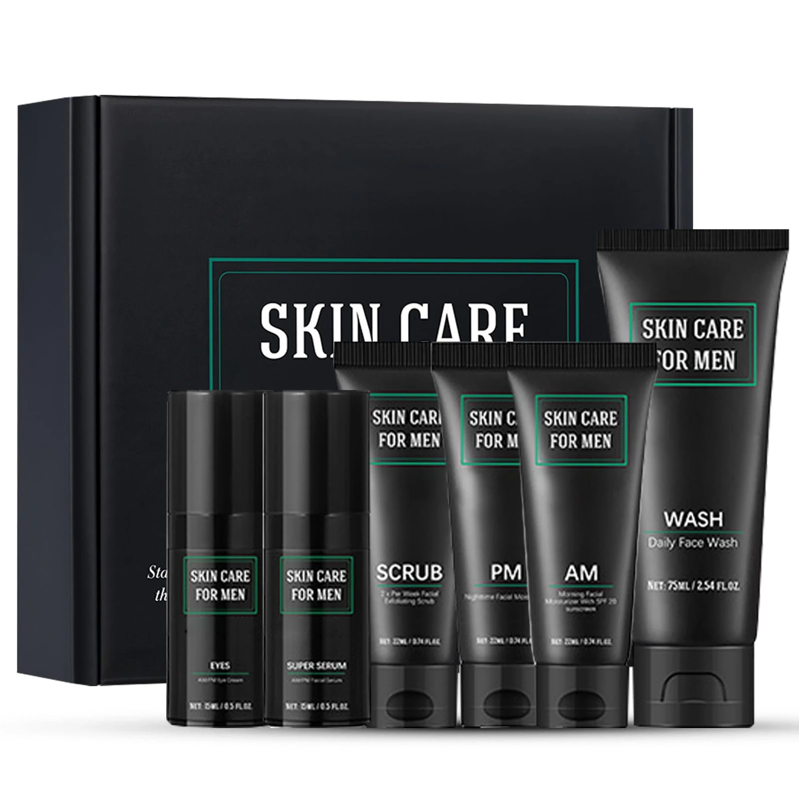 Men’S Skin Care Set: 6-In-1 Mens Skincare Gift Box Facial Kit, Birthday Gifts For Men - Face Wash, Exfoliating Scrub, Day & Night Moisturiser, Anti Wrinkle Serum, Eye Cream - Smooth, Glowing Skin