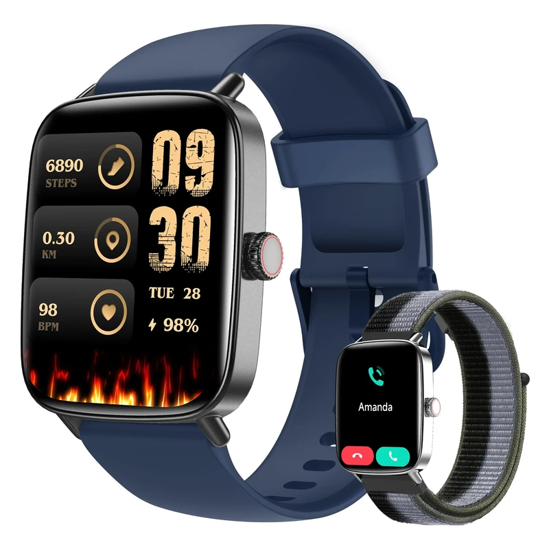 Smart Watch for Men (Answer/Make Calls), 1.85" HD Screen Fitness Watch with Bluetooth 5.3, Heart Rate/Sleep/SpO2 Monitor,110+ Sports Modes,IP68 Waterproof Smartwatch, Activity Tracker for Android iOS