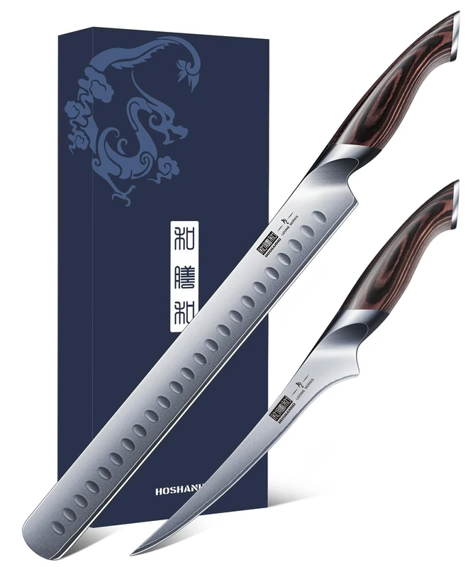 HOSHANHO BBQ Carving Knife Set, Brisket Slicing & Boning Knife for Meat Cutting, Professional Ultra Sharp Butcher Carving Knife in Japanese High Carbon Steel