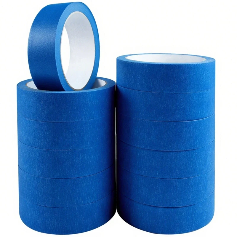 12 Rolls Masking Tape for Painting - 25mm x 20m Blue Painters Tape Decorators Tape Painting Tape for Artist Indoor & Outdoor Painting and Decorating For Sharp Lines, No Paint Bleed, DIY Craft Adhesive