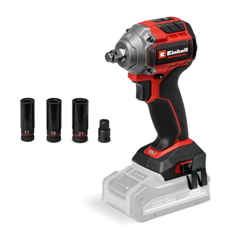 Einhell Professional Cordless Impact Wrench TP-CW 18/260-C Li BL-Solo Power X-Change (18 V, 260 Nm Torque Level, 500 Nm Release Torque, brushless, External Square bit Socket, Battery not Included)