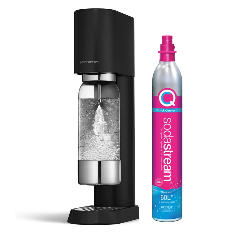 Sodastream ensō Sparkling Water Maker, Premium Matte Black Stainless Steel Carbonated Water Machine By Naoto Fukasawa, 1L Custom BPA-Free Bottle, Cordless Soda Maker, Quick Connect CO2 Canister