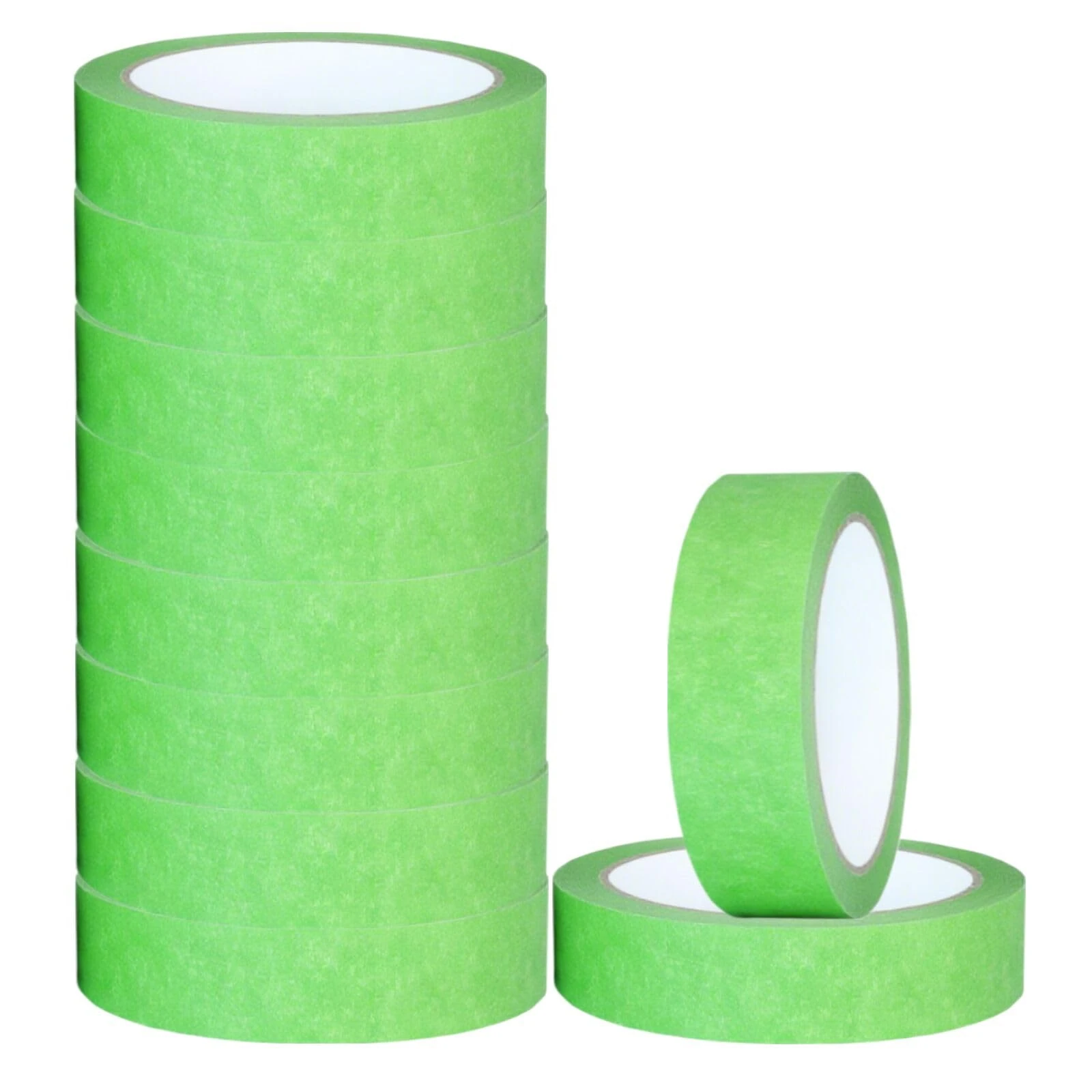 NORTHERN BROTHERS Masking Tape for Painting - Green Painters Tape 24mm x 50m Painting Decorators Tapes for Artist Indoor & Outdoor Decorating for Sharp Lines DIY Craft Adhesive Tapes, Pack of 10