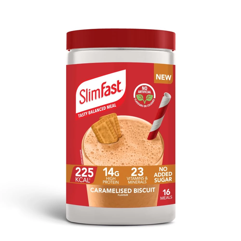 SlimFast Balanced Meal Shake, Healthy Shake for Balanced Diet Plan with Vitamins and Minerals, High in Fibre, Meal Replacement, Caramelised Biscuit Flavour, 16 Servings, 584 g
