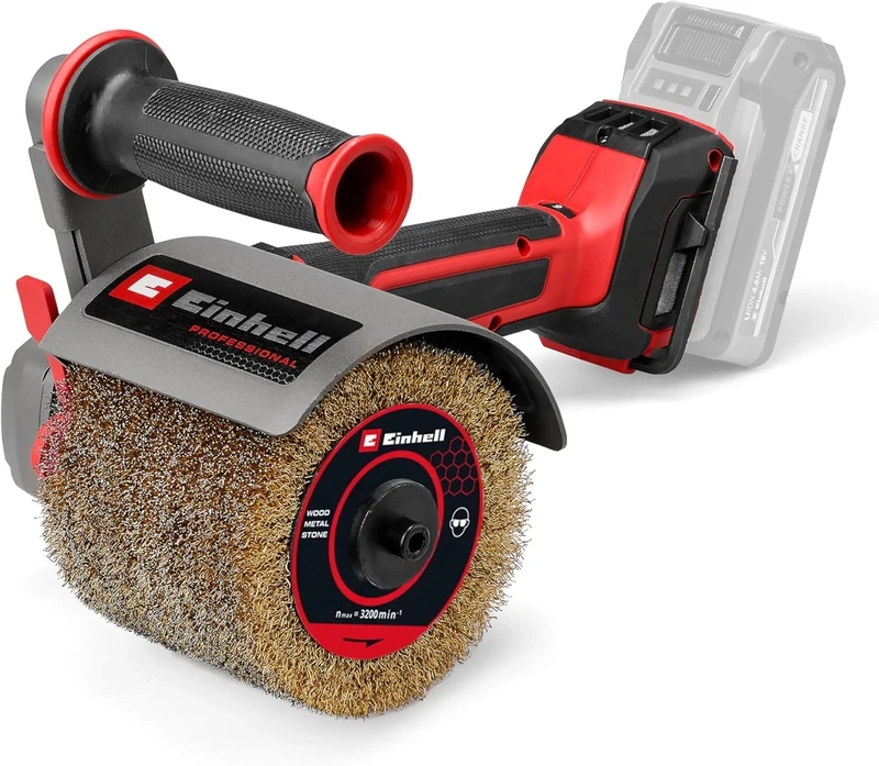 Einhell Professional Cordless Brush Sander TP-BR 18/32 Li BL-Solo Power X-Change (18 V, Brushless, max. 3200 RPM, for Ø 120 mm Brushes, incl. Brass Wire Brush, Without Battery)