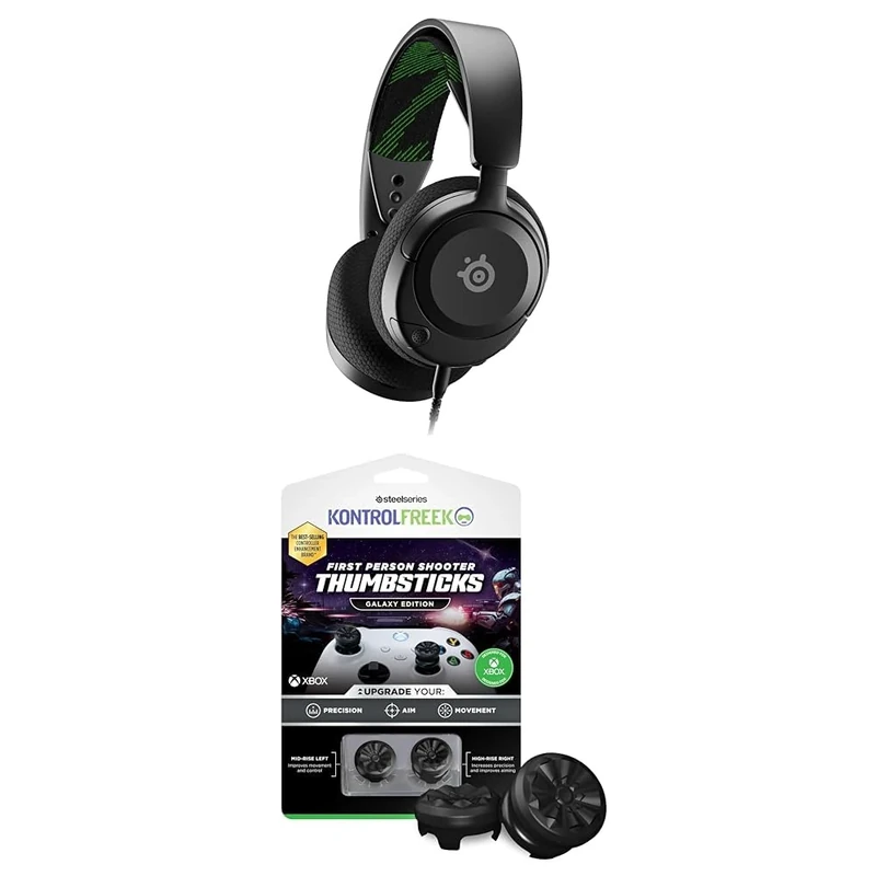 SteelSeries Arctis Nova 1X Xbox Series X/S Gaming Headset - Hi-Fi Drivers - 360° Spatial Audio + KontrolFreek FPS Freek Galaxy Black for Xbox One and Xbox Series X Controller - Performance Thumbsticks