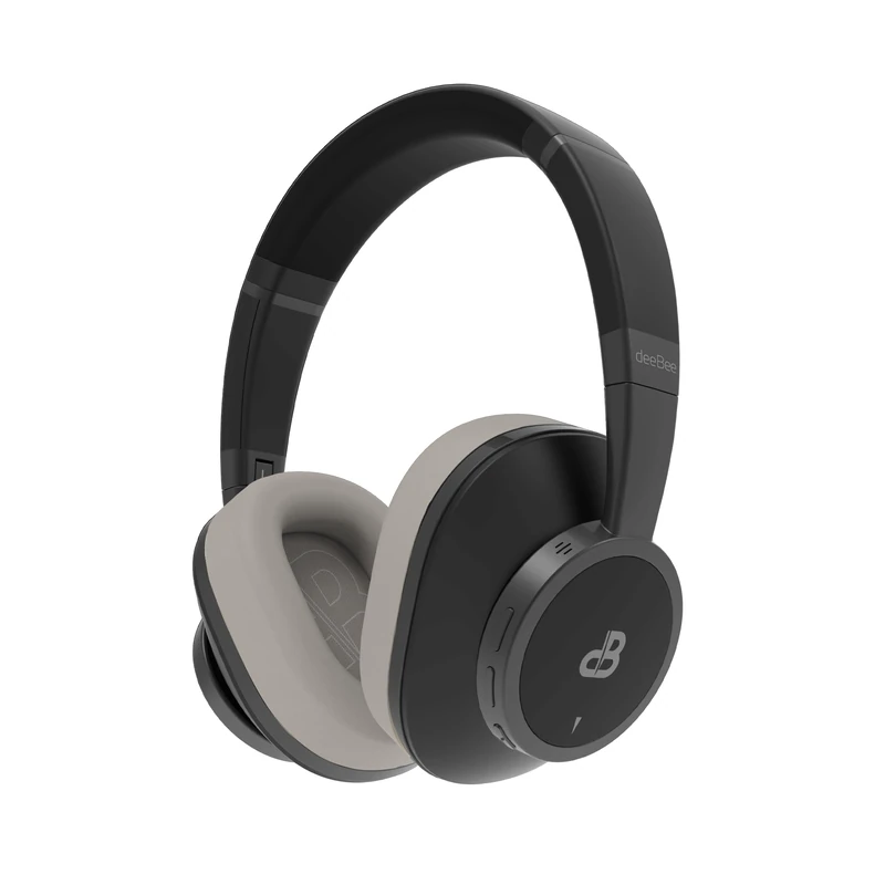 DeeBee dB-Pulse-BLG Wireless Over-Ear Headphones, Beige Interchangeable Cushions, Black - Image 1