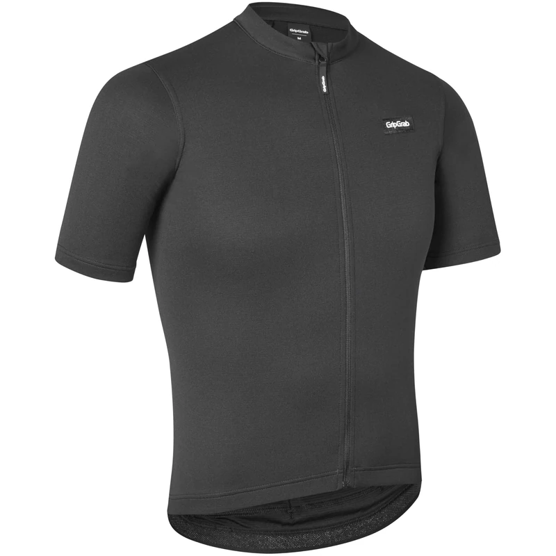 GripGrab EXPLR Merinotech Short Sleeve Cycling Jersey Summer Road MTB Gravel Bike Cycle Top with Merino Wool Full Zip Black
