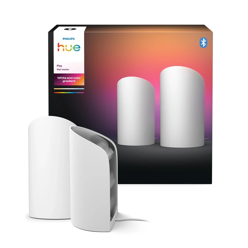 Philips Hue Play Smart Wall Washer (White), White & Color Light with ColorCast Technology, Bluetooth Compatible, Voice Control with Alexa, Apple Home & Google Assistant, 2-Pack