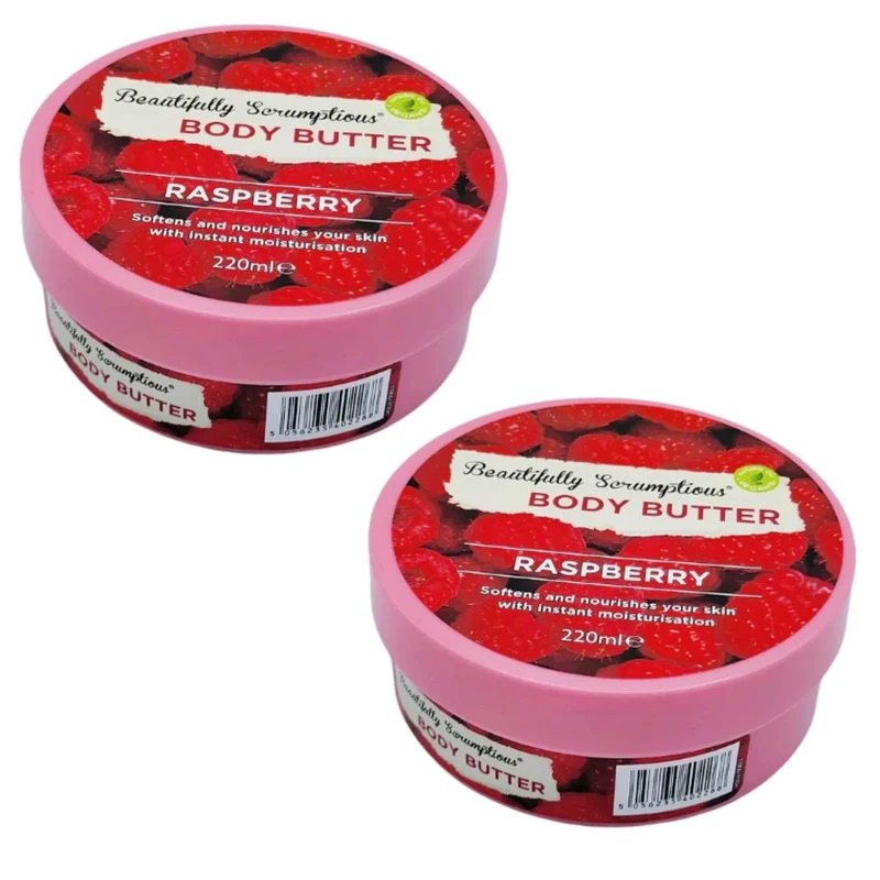 Bēautifully-Scrumptious Body Butter Raspberry | Vegan | 220mL Each [TWIN PACK]