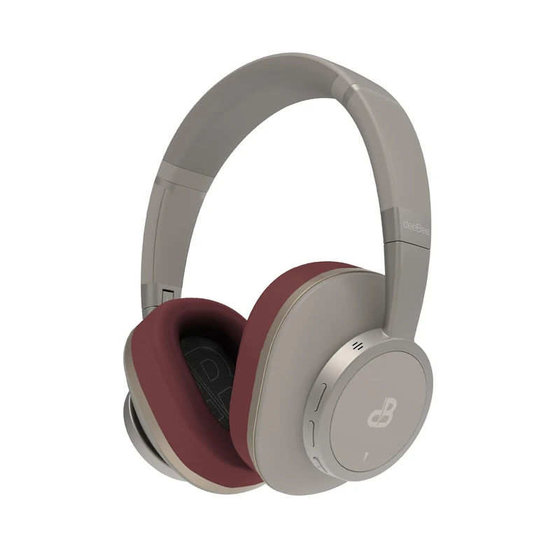 DeeBee dB-Pulse-GLB Circumaural Bluetooth Headphones, Active Noise Cancellation -35dB, 40 Hours Runtime, Beige - Image 1