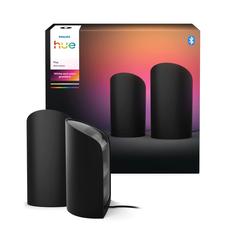 Philips Hue Play Smart Wall Washer Black, 20W, White & Color Light with ColorCast Technology, Bluetooth Compatible, Voice Control with Alexa, Apple Home & Google Assistant, 2-Pack