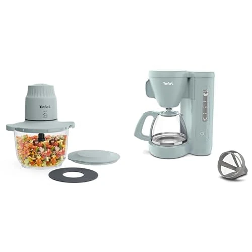 Tefal Eucalyptus Kitchen Collection Bundle with XXL Electric Chopper and Morning Filter Coffee Machine