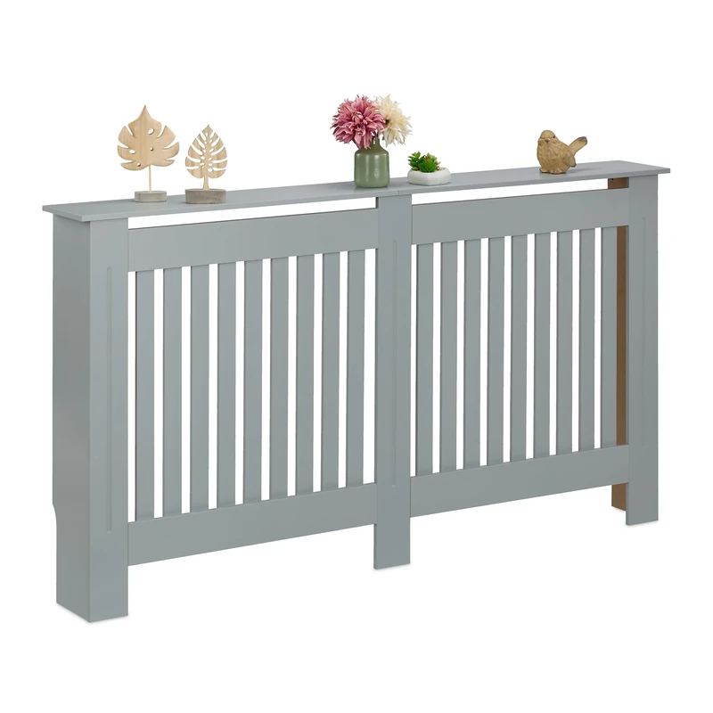 Relaxdays Radiator Cover, Cottage Style, HWD: 83 x 152 x 19 cm, Heating Surround Shelf, MDF, Cladding, Hideaway, Grey, 100% fibreboard, XL