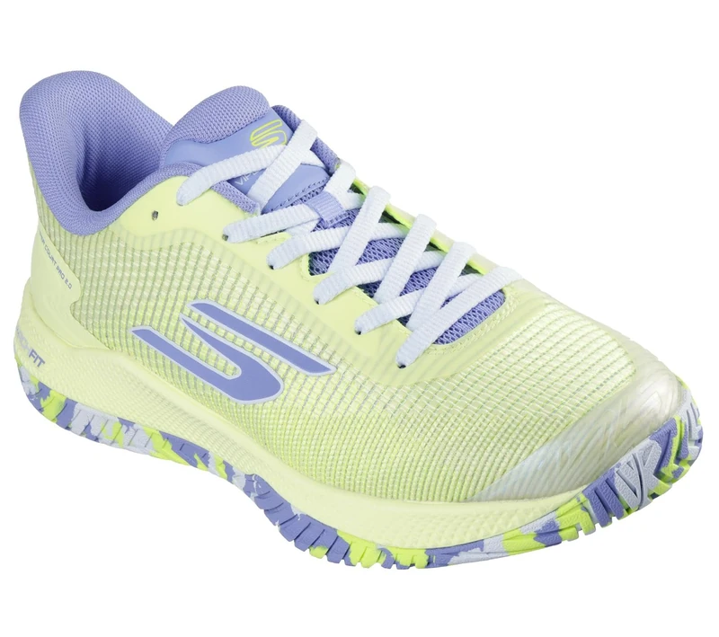 Skechers Women's Viper Court Pro 2.0 Pickleball-Shoes, Lime Synthetic/Textile/Lavender Trim, 6.5 UK