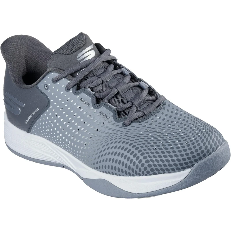 Skechers Men's Viper Court Reload Pickleball-Shoes, Grey Synthetic/Charcoal/Textile/Trim, 9 UK
