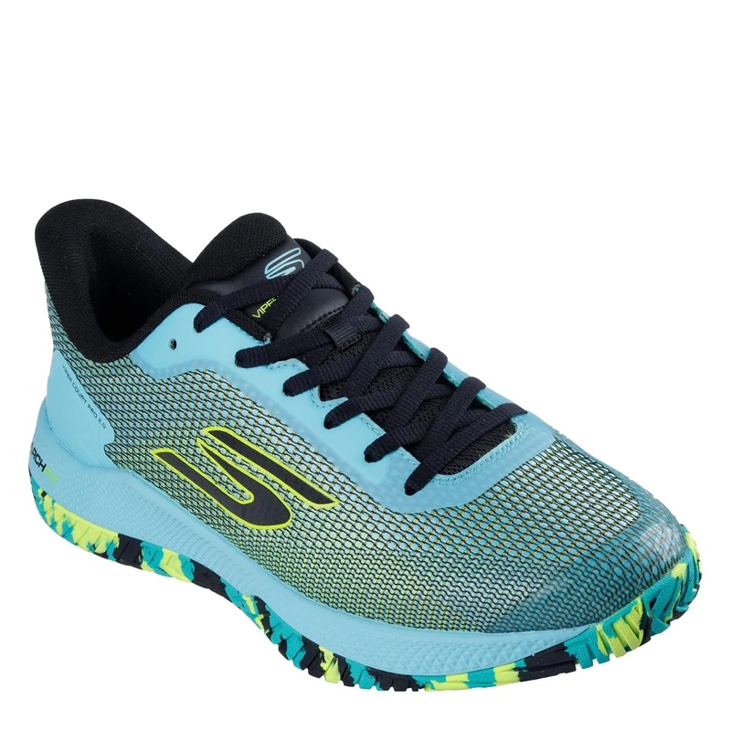 Skechers Men's Viper Court Pro 2.0 Pickleball-Shoes, Aqua Syntehtic/Textile/Multi Trim, 7 UK