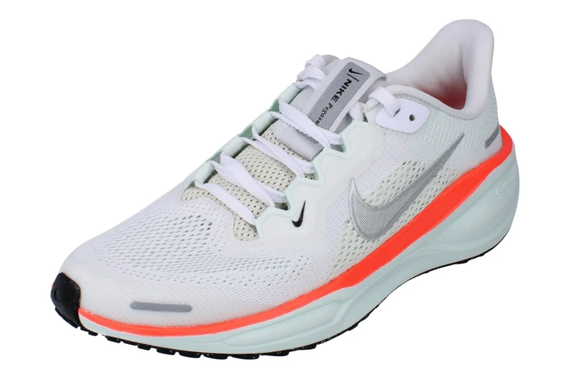 Nike Kids Air Zoom Pegasus 41 (Gs) Running Shoes, White/Metallic Silver/Barely G, 4