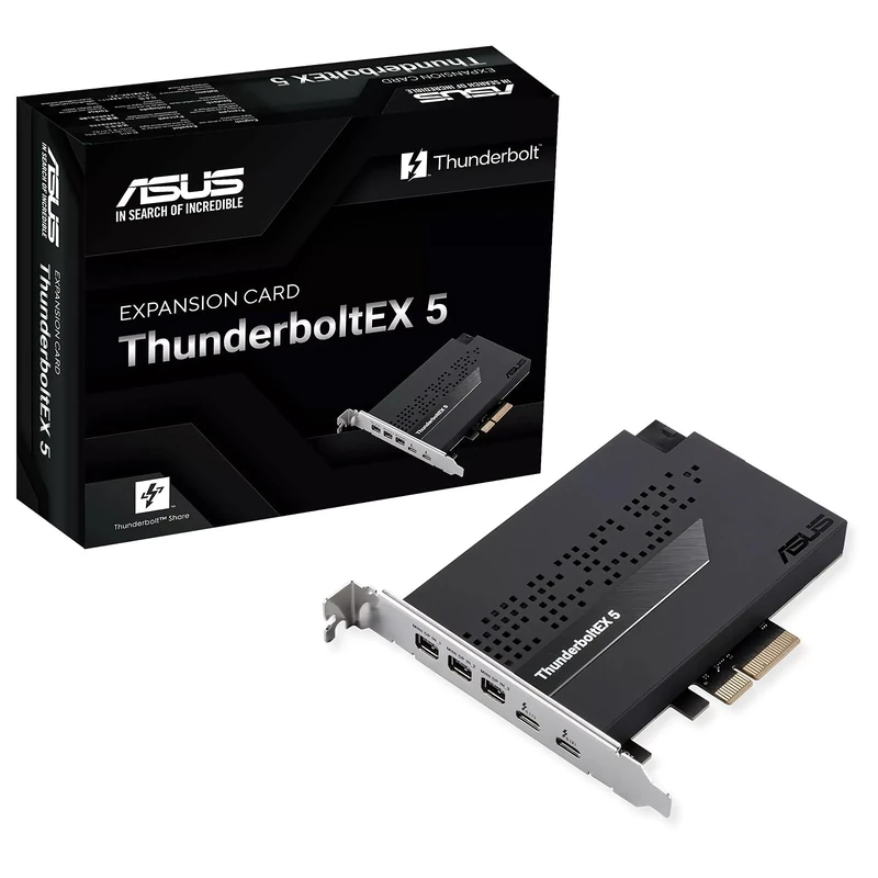 ASUS ThunderboltEX 5 Expansion Card, PCIe 4.0, 2x Thunderbolt 5 (USB-C), 3x Mini DisplayPort In, Up to 120Gbps Bandwidth - Image 1