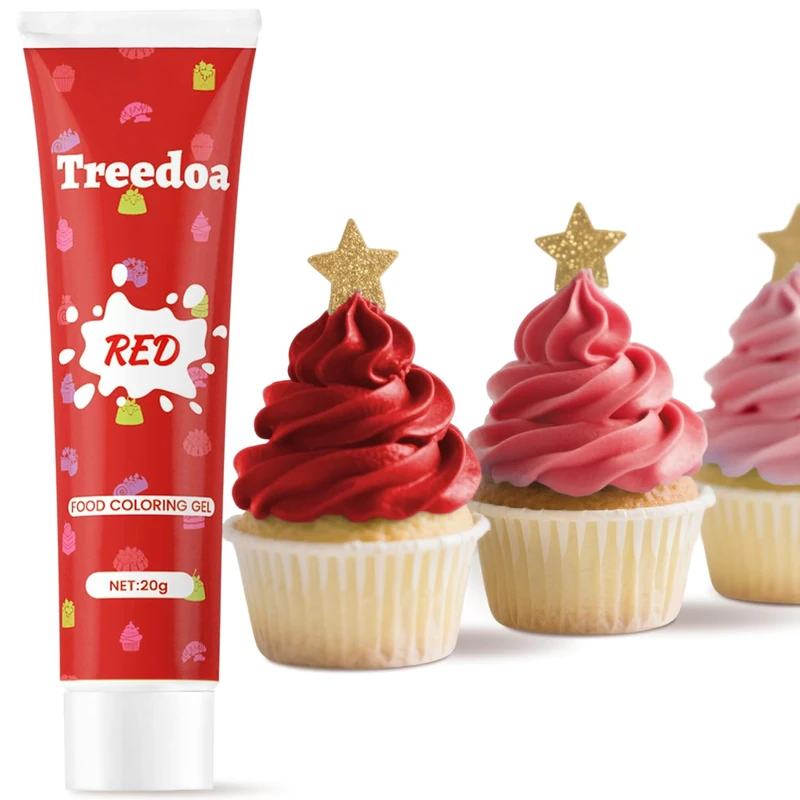 Food Colouring Gel Tube,Highly Concentrated Professional-Grade Gel,Edible Ingredients,Easy to Use,Vibrant Colour Food Dye for Cake Decorating,Baking,Easter Egg,Icing,Fondant,Cookies,Slime - Red 20g