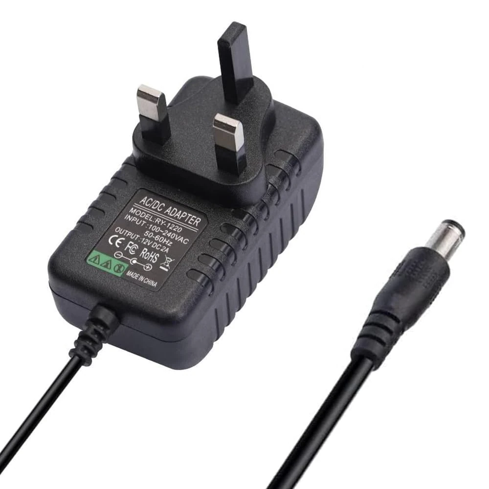12V 2A Power Supply Adapter, AC 100-240V to DC 12V Power Supply Adapter, 24W Wall Charger Replacement 5.5mm x 2.1mm Jack with 2.95ft/90cm Lead for CCTV Camera, ADSL Cats, LED Strip Lights,Router etc