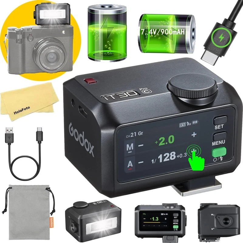 Godox iT30 Pro C iT30Pro-C Camera Flash for Canon Camera Flash Speedlite Speedlight Light,2.4G TTL1/8000 HSS,560 Full Power Shots,GN15,1.5s Recycle Time,7.4V/900mAh Li-ion Battery,w/Standard Hot Shoe