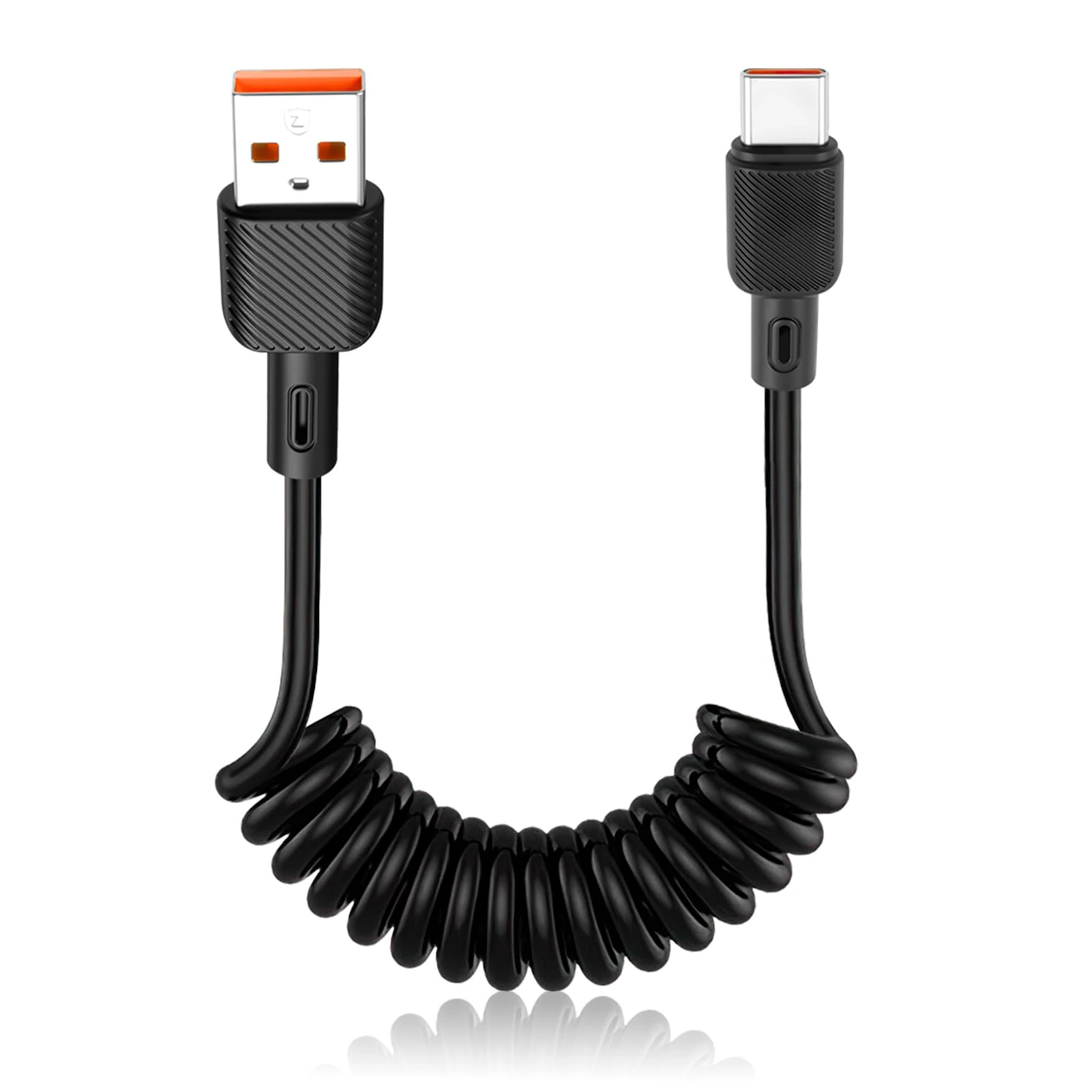 Coiled USB A to USB C Cable for Android Auto, Apple CarPlay, iPhone 16 Car Charger, Samsung Charger, 3A 15W Fast Charging, 0.3-1.2m, Car Adapter USB C, iPhone 15 Pro Max/iPad/S23