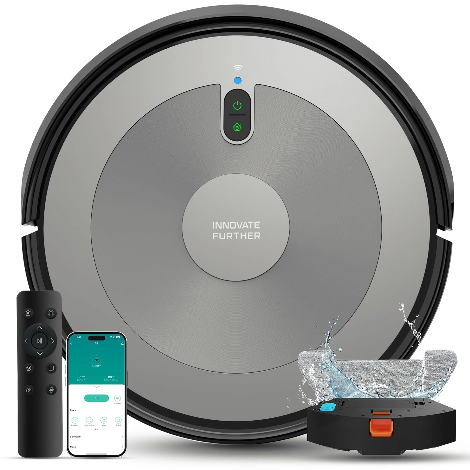 Deenkee Robot Vacuum Cleaner with Mop, 4000Pa Ultra Strong Suction Robot Vacuum, Super Thin Robotic Vacuum with Auto Carpet Boost, WiFi/APP/Remote, 120Min Runtime, for Hard Floors Carpets Pet Hairs
