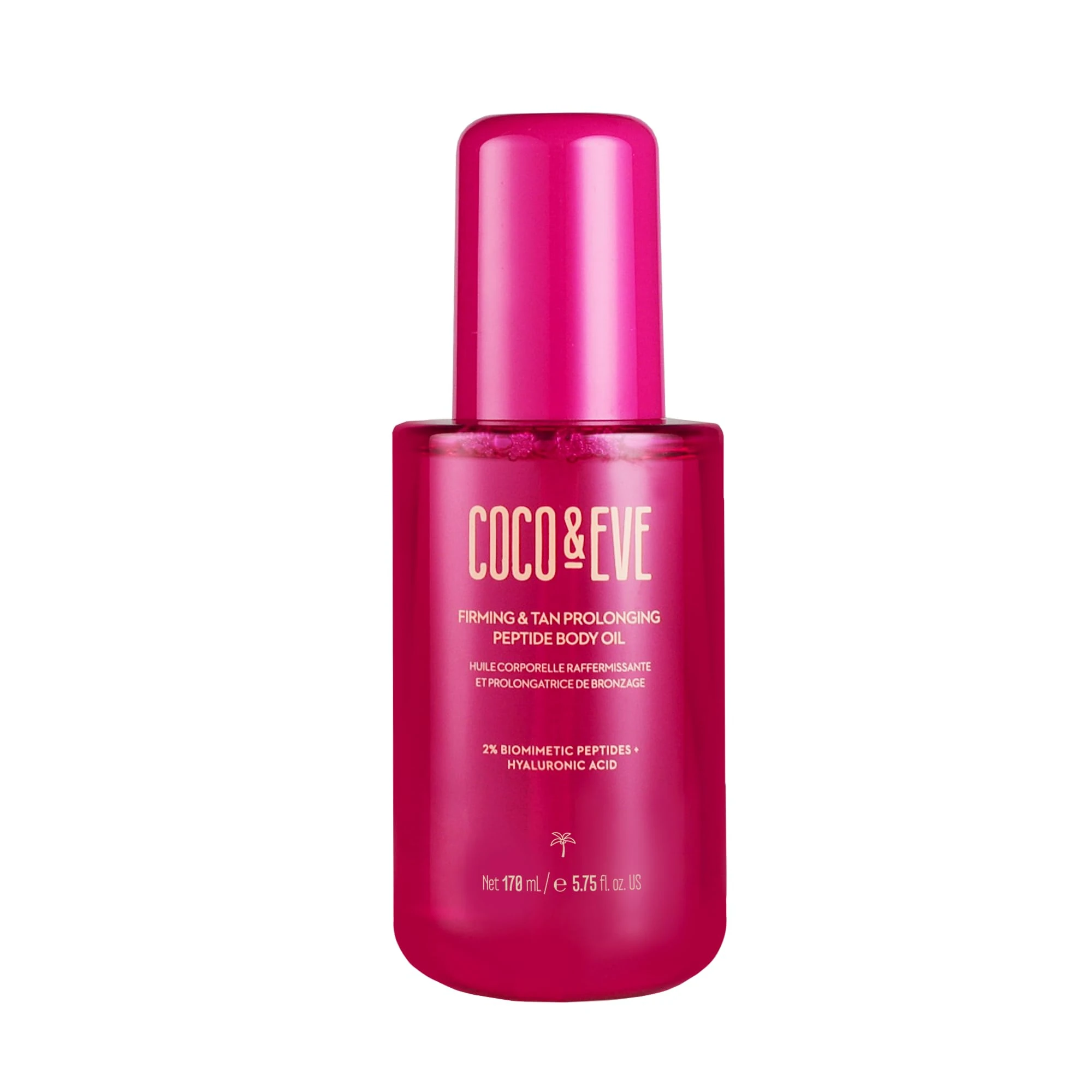 Coco & Eve Firming & Tan Prolonging Peptide Body Oil. Up to 28 Days Natural Tan Extender. After Sun Care with Tropical Oils, Vitamins C & E for Nourished, Glowy & Visibly Firmer Skin. (170ml)