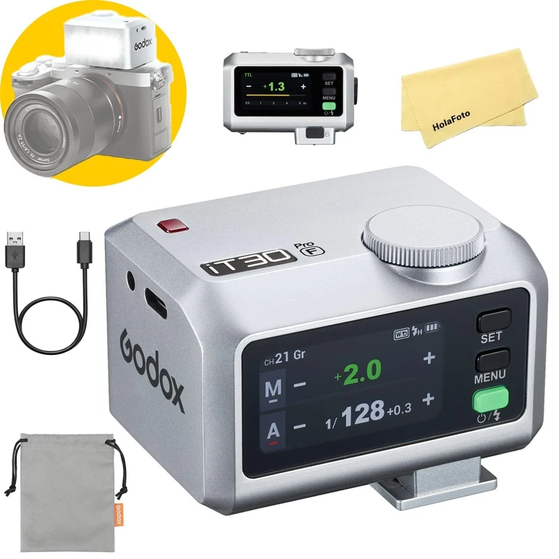 Godox iT30 Pro F iT30Pro-F Camera Flash for Fujifilm Fuji Camera Flash Speedlight Light,2.4G TTL1/8000 HSS,560 Full Power Shots,GN15,1.5s Recycle Time,7.4V/900mAh Li-ion Battery,with Standard Hot Shoe