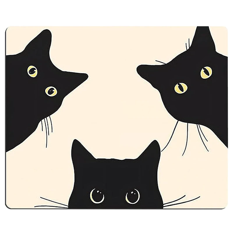 WQEDVN Computer Mouse Mat, Cute Mouse Mat, Square Cute Mouse Pad, for Desk Laptop with Non-slip Rubber Base (Three Cats 200x240x3mm)