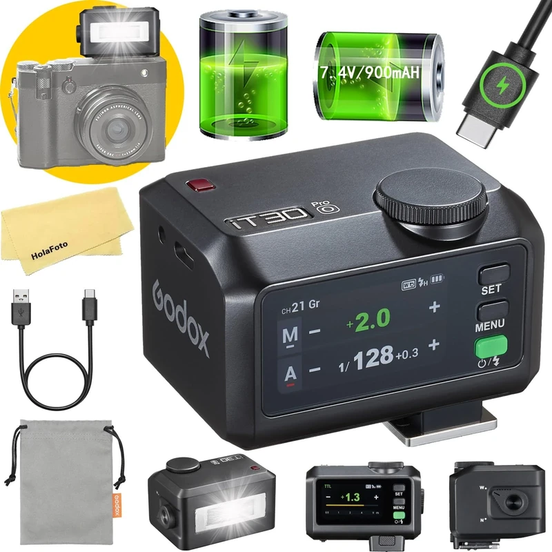 Godox iT30 Pro O iT30ProO Camera Flash for Olympus Camera Flash Speedlite Speedlight Light,2.4G TTL1/8000 HSS,560 Full Power Shots,GN15,1.5s Recycle Time,7.4V/900mAh Li-ion Battery,w/Standard Hot Shoe