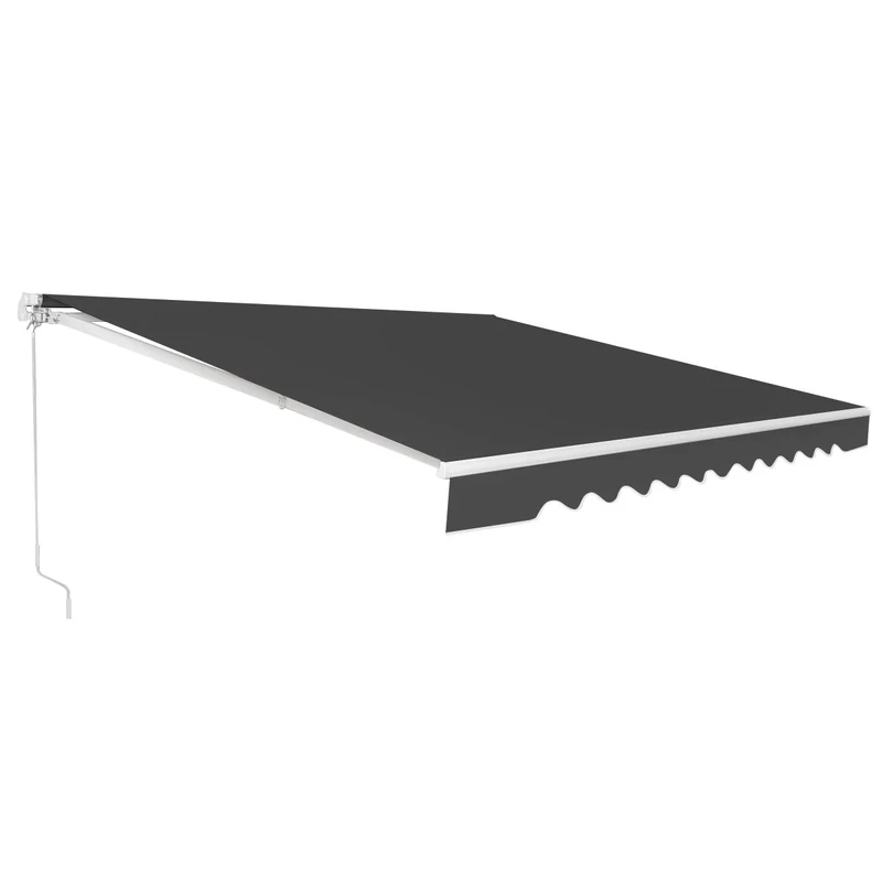 FANTASK Awning 5-35° Angle Adjustable, Sun Awning with a Long Crank Handle, UPF50+ Patio Awning 300 x 250 cm (Grey)