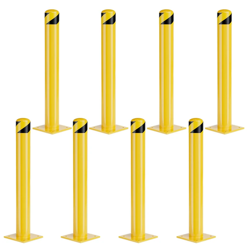 Parking Bollard Post, Bollards Steel, 4.5 Inch Diameter Bollard Covers, Yellow Powder Coated Safety Parking Barrier Post, for Traffic Sensitive Areas (8, 48inch)