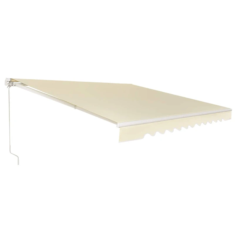 FANTASK Awning 5-35° Angle Adjustable, Sun Awning with a Long Crank Handle, UPF50+ Patio Awning 300 x 250 cm (Beige)