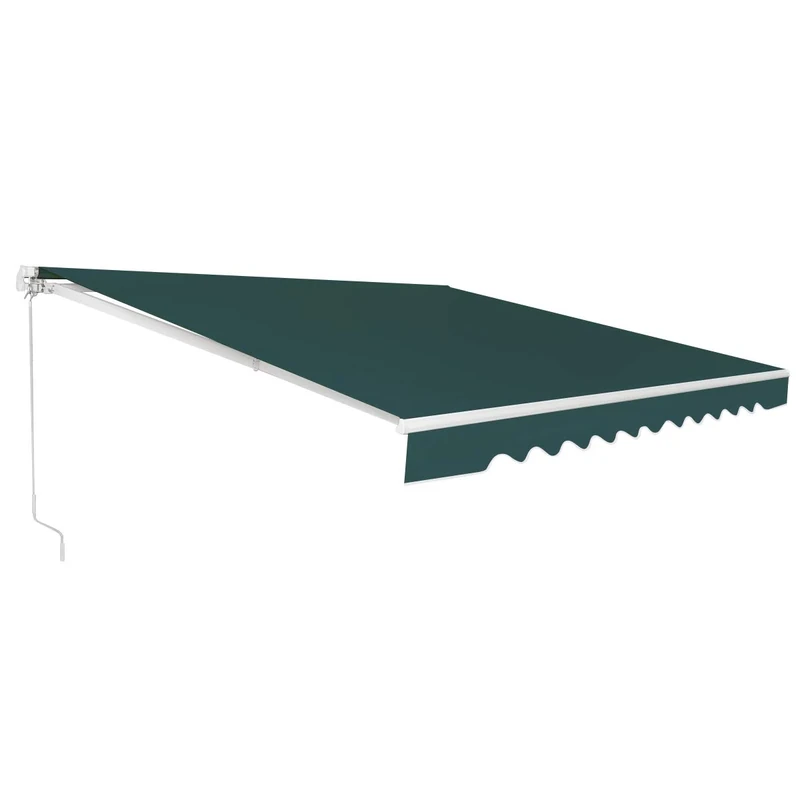 FANTASK Awning 5-35° Angle Adjustable, Sun Awning with a Long Crank Handle, UPF50+ Patio Awning 300 x 250 cm (Green)