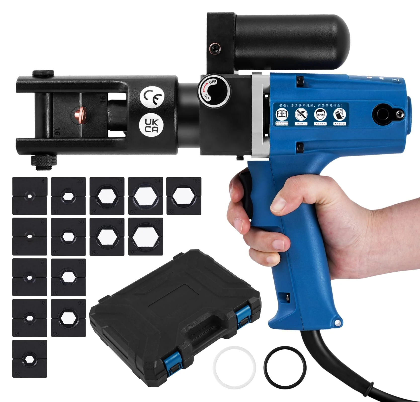 MXBAOHENG Electric Hydraulic Crimping Tool Kit with 15 Moulds for Crimping Copper Terminals from 4-300mm² Aluminium Terminals from 4-240mm²