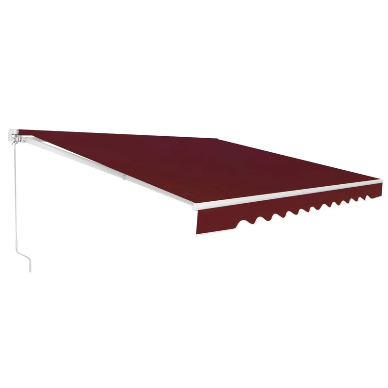 FANTASK Awning 5-35° Angle Adjustable, Sun Awning with a Long Crank Handle, UPF50+ Patio Awning 300 x 250 cm (Wine Red)