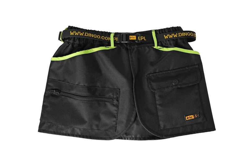 Dingo Waldemar Rutkowski Dog Trainer Belt with Four Practical Pockets, Adjustable Waist Strap, Waterproof, Black with Green Trim – Size L (16479)