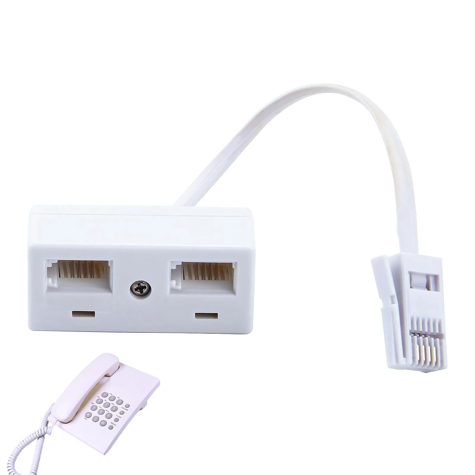 WQEDVN Bt Telephone Sockets Splitters, BT Telephone Splitters 2 Way, Phone Double Socket Splitter, for Landline,Fax,Modem(White)