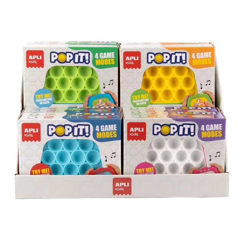 APLI Kids 19941 - Electronic 8 Pop IT Display with Lights and Sounds Sensory Toy for Concentration and Coordination, Promotes Mental Agility of Children and Adults