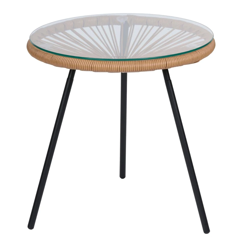 Arti Casa Acapulco Side Table Round Glass and Metal Coffee Table - Small Table Ø44 x 47 cm - Modern Design