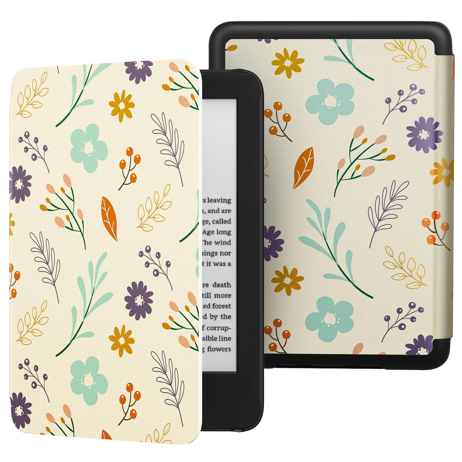 MoKo Case Fits 6" All-New Kindle (11th Generation-2024/2022 Release), Lightweight Shell Cover with Auto Wake/Sleep for Kindle 2024/2022 11th Gen e-Reader, Colorful Plants