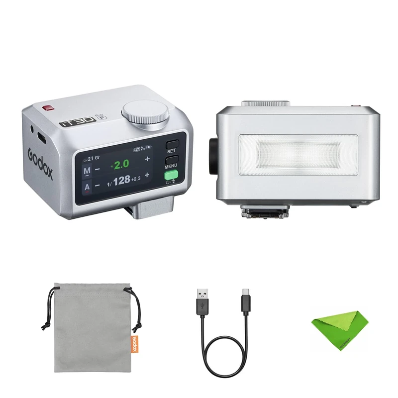 Godox iT30Pro F iT30Pro-F TTL Flash for Fujifilm Fuji Camera, GN15 1.5s Recycle Time, 560 Full Power Flash, 1/8000 HSS, 2.4G Wireless, 2.8″ Full-Color Touchscreen Speedlight (Silver)