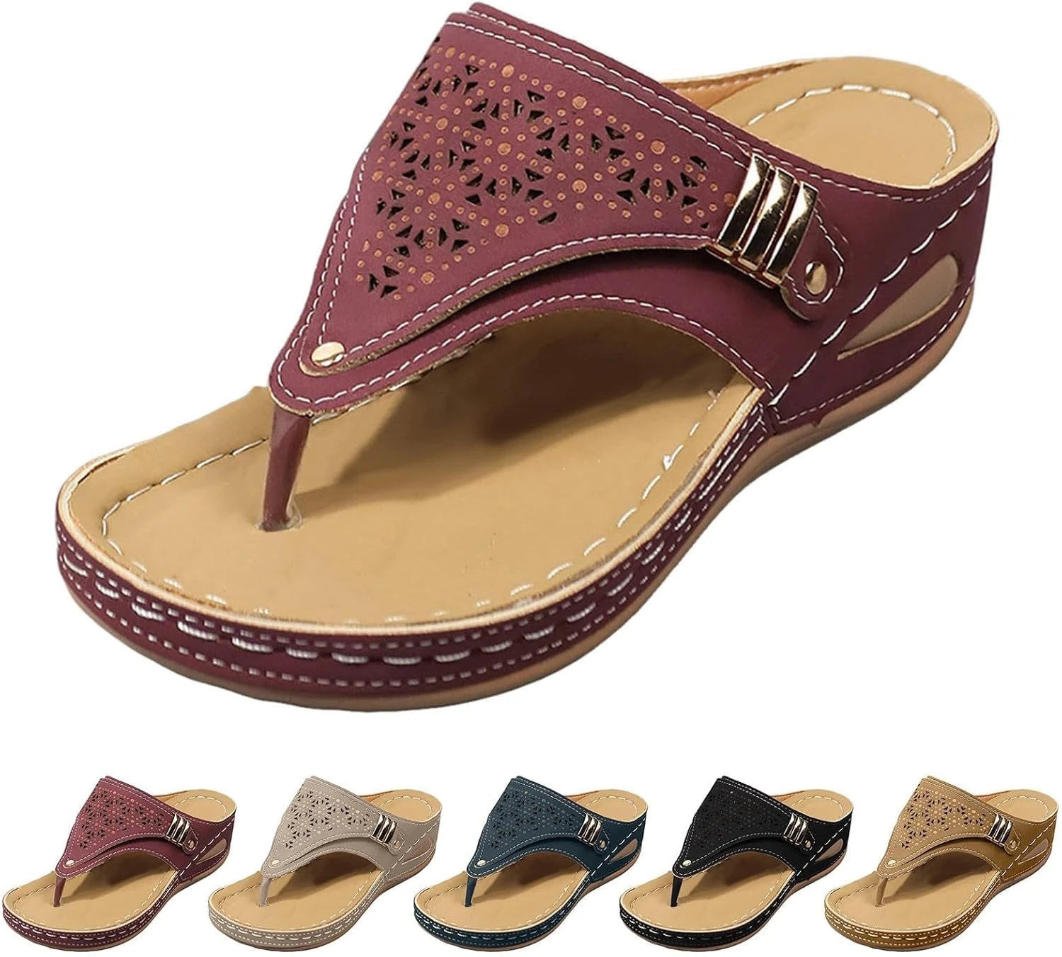 Orthopedic Wedge Sandals for Women Lightweight Orthopedic Flip Flops UK Wide Fit New Summer Slides Non-Slip Beach Shoes Toe Post Slippers Arch Support Casual Outdoor Thong Slippers