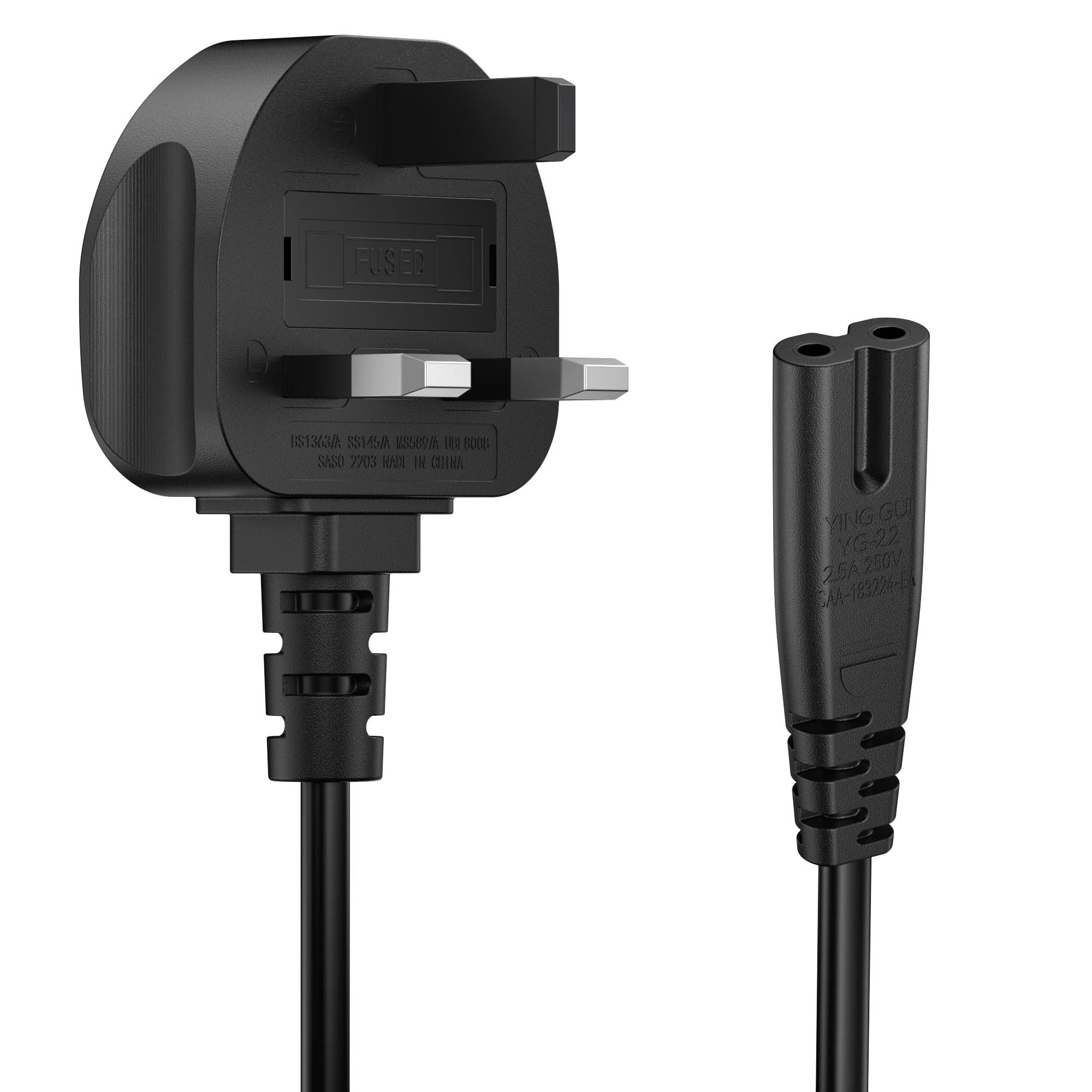 1.8 meter UK Power Cable (IEC320C13 to BS 1363) Kettle Lead/Power Cord Compatible with PS5/PS4/PS3 (Black)