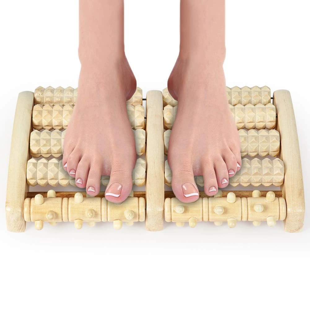 ACWOO Foot Massager Roller, Dual Wooden Foot Roller for Plantar Fasciitis Relief, Pain & Circulation, Acupressure Massager Tool for Heel Arch, Reflexology Tool, Relaxation Gifts for Women and Men