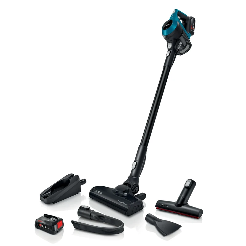 Bosch BCS612LGB Unlimited 6 Cordless Stick Vacuum Cleaner, Ultra Lightweight Design, Suitable for All Floor Types, 2 x Interchangeable 18V Batteries, 60 Minutes Run Time, Laguna Blue