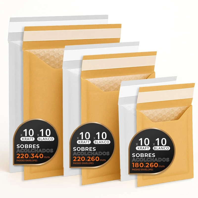 OFITURIA Bubble Mailers - Kraft and White - 60 Envelopes