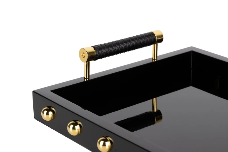 BANDEJA MDF/Stainless Steel Maple Blanca Black 45 x 29 x 7 cm